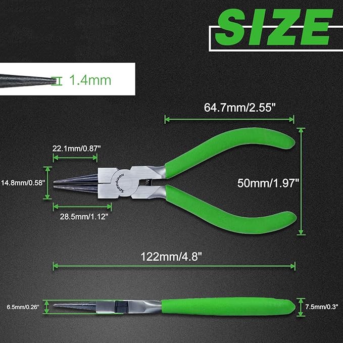 SPEEDWOX Mini Round Nose Pliers for Jewelry Making - 5 Inch Small Wire Looping Pliers with Tapered Jaw and Micro Fine Precision Tips - Professional Beading and Craft DIY Tools
