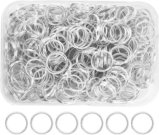Mandala Crafts 12mm Silver Colored Double Jump Rings for Jewelry Making - 400 Pcs Small Split Key Rings Set for Crafts, DIY Keychains, and Accessories