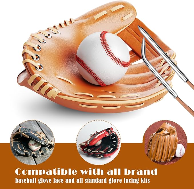 5pcs Baseball Lacing Needles， Handy Glove Shoelace Repair Kit, Baseball and Softball Glove Lacing Needles 5 Lace Locks with Needle Bag and Storage Box Mitt Repair Tool for Catcher's