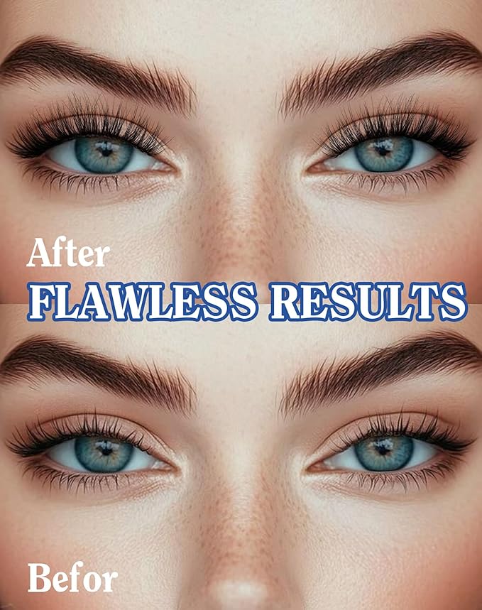 ENFOO Lashes Volume False Eyelashes Wispy Natural Look Everyday Flared Strip EyeLash Fluffy Lash Long Soft Round-Eye Pack 16MM 7 Pairs D89
