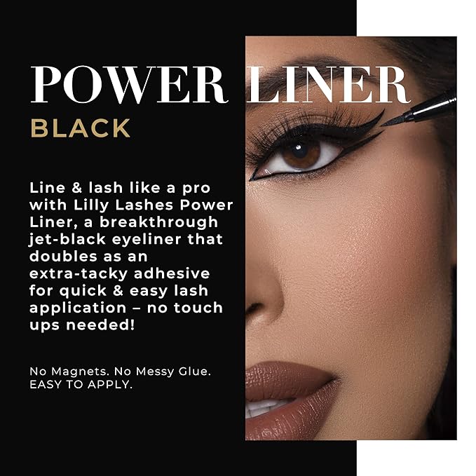 Lilly Lashes 2-in-1 Eyeliner and Lash Adhesive, Black, Waterproof, Long-lasting