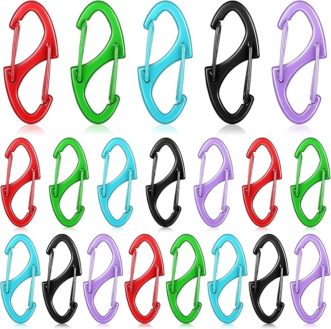 Moxweyeni 20 Pcs Zipper Clip S Carabiner Clips Small Alloy Snap Hook Anti Theft 1. 6 Inch Mini Dual Wire Gate Interlocking Keychain Clip Attachment for Women Men Camping Hiking