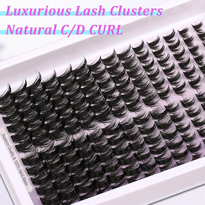 Himirell Lash Clusters Spiky Eyelash Extensions Wispy Individual Lashes Manga Eyelash Individuals 168 Pcs CC-Curly Cluster Eyelash Extensions 8-16MM Mixed DIY Lash Extensions