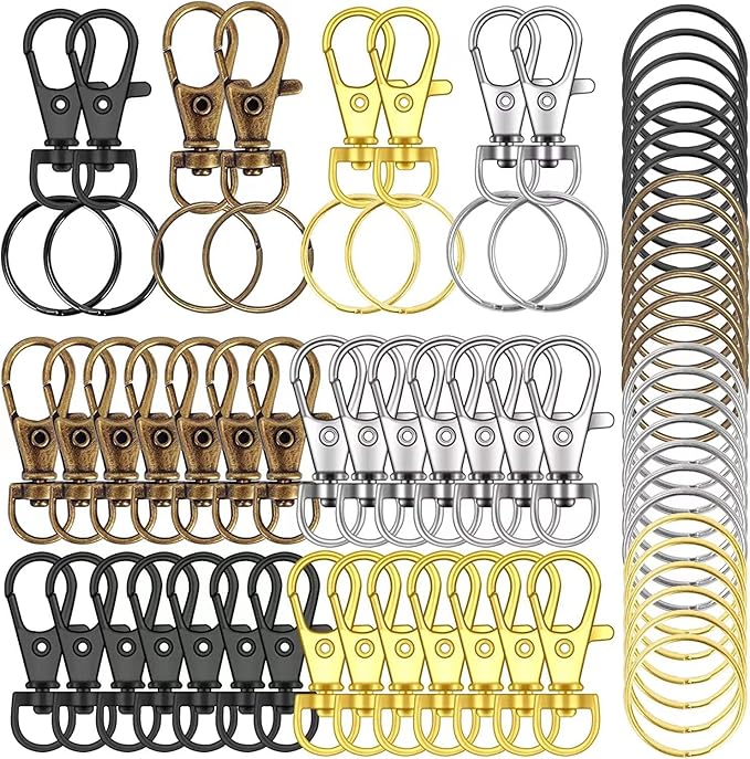 70PCS Swivel Snap Hooks with Key Rings, Metal Lobster Claw Clasp, Keychain Rings for Crafts(Mixed Color, 1.25inch(32mm)