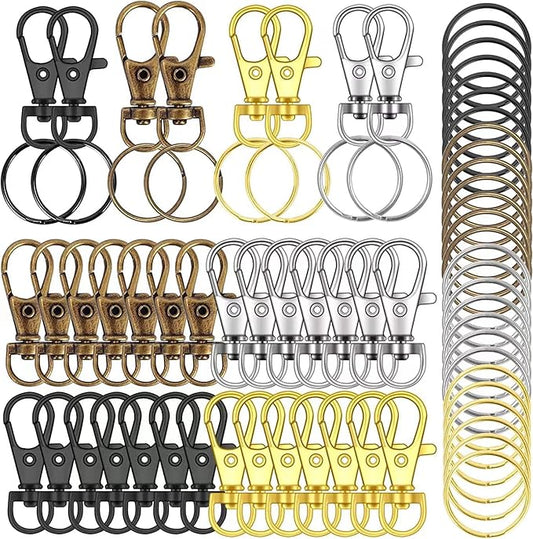 70PCS Swivel Snap Hooks with Key Rings, Metal Lobster Claw Clasp, Keychain Rings for Crafts(Mixed Color, 1.25inch(32mm)