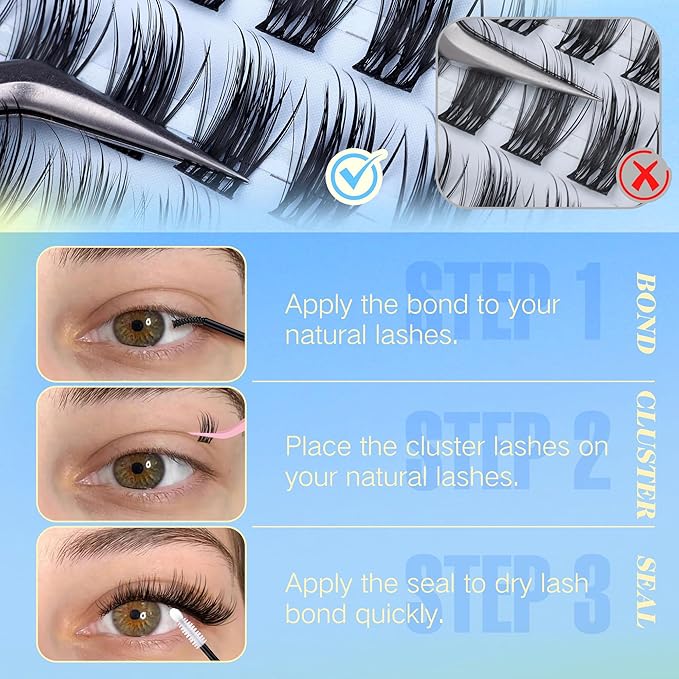 Natural Lash Clusters Wispy 8-14MM C Curl Lashes Clusters Eyelash Extensions Eyelash Clusters Thin Cluster Lashes Band Individual Lashes by FANXITON