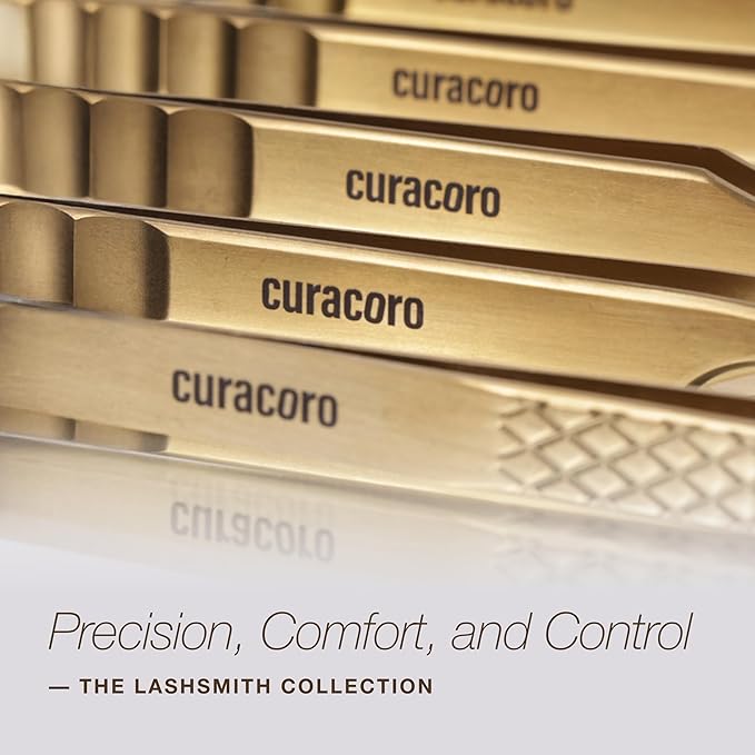 Curacoro Lash Tweezers - LashSmith 90° Eyelash Extension Tweezer - Eyelash Applicator for Volume & Promade Fans