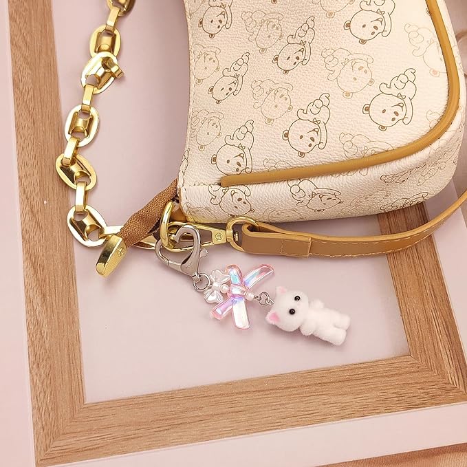 Cute Pink Keychain,Fuzzy Cat Keychain Aesthetic Y2K KeychainStylish KeychainsAccessories
