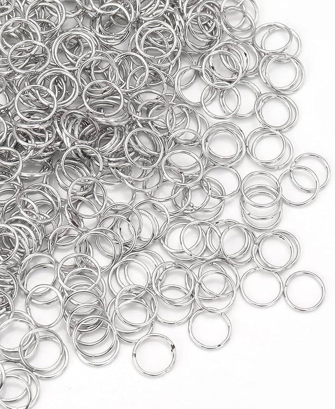 1000 Pcs 6mm Open Jump Rings Rhodium Plated Jump Rings for Jewelry Making Iron Made Single Ring Bulk for DIY Craft Earring Necklace Bracelet Pendant Choker Jewelry Making Findings