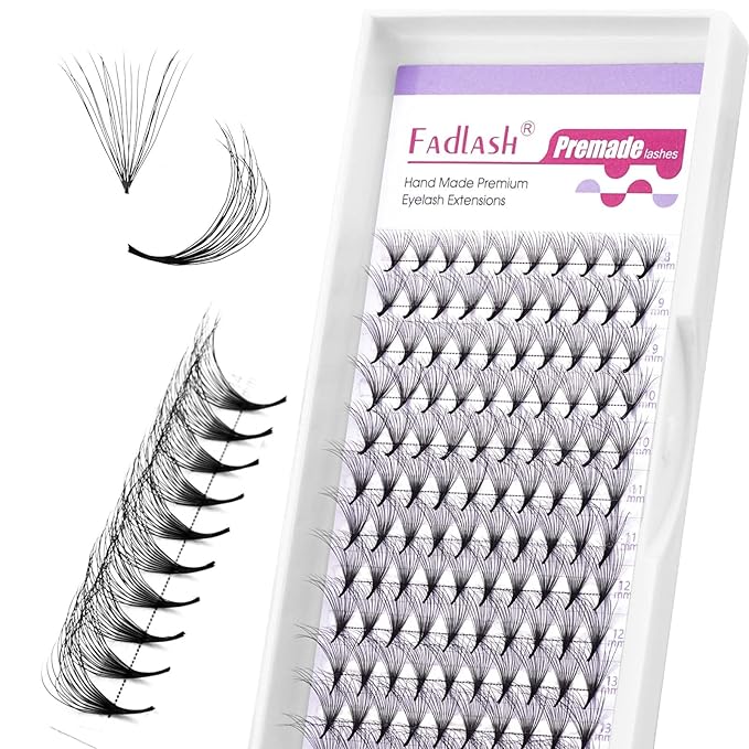 FADLASH Premade Lash Fans Double Layers Fluffy Premade Fans Eyelash Extensions 0.07 Thickness C Curl 10D Volume Lashes Premade Easy Fan Lashes (10D-0.07-C, 8-14mm Mix)