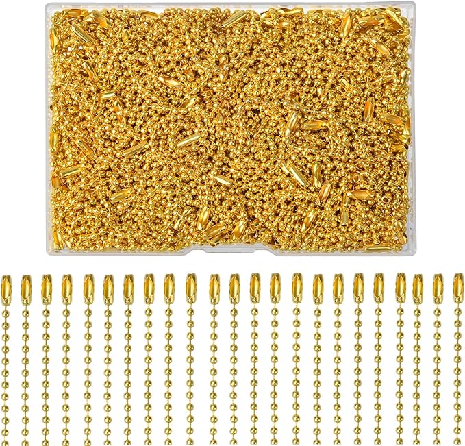 200 Pcs Ball Bead Chain Bulk Keychain 4.7 Inch Metal Dog Tag Small Chains with Connectors for Hanging Decoration