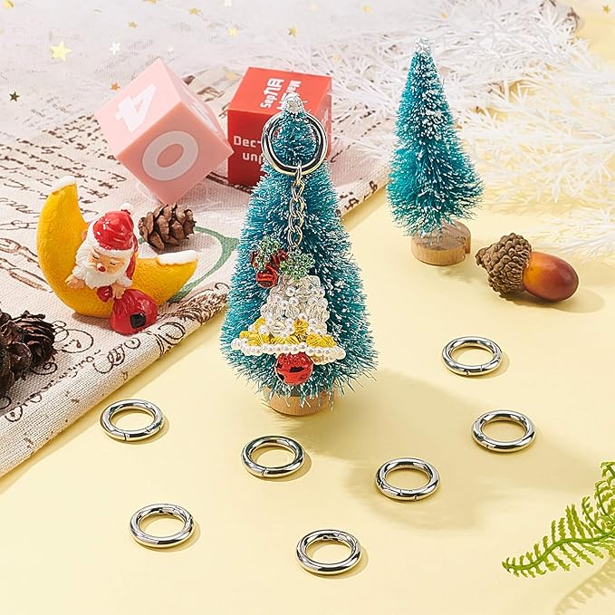 UNICRAFTABLE 10pcs Stainless Steel Spring Gate Rings Round Ring Springring Trigger Clasp Spring Snap Clip Hooks Metal Split Rings Keyring Buckle for Jewelry Making 20x3.5mm