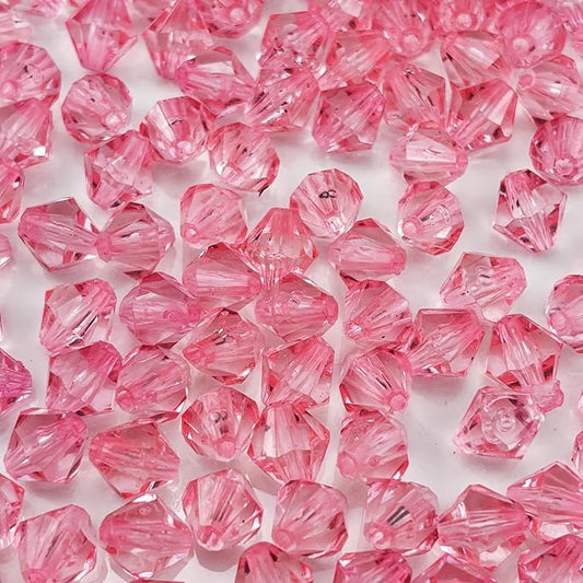 400pcs 8mm Acrylic Bicone Beads Faceted Acrylic Crystal Spacer Beads for Bracelet Necklace Earring Keychain Jewelry Making Crafts(Pink)
