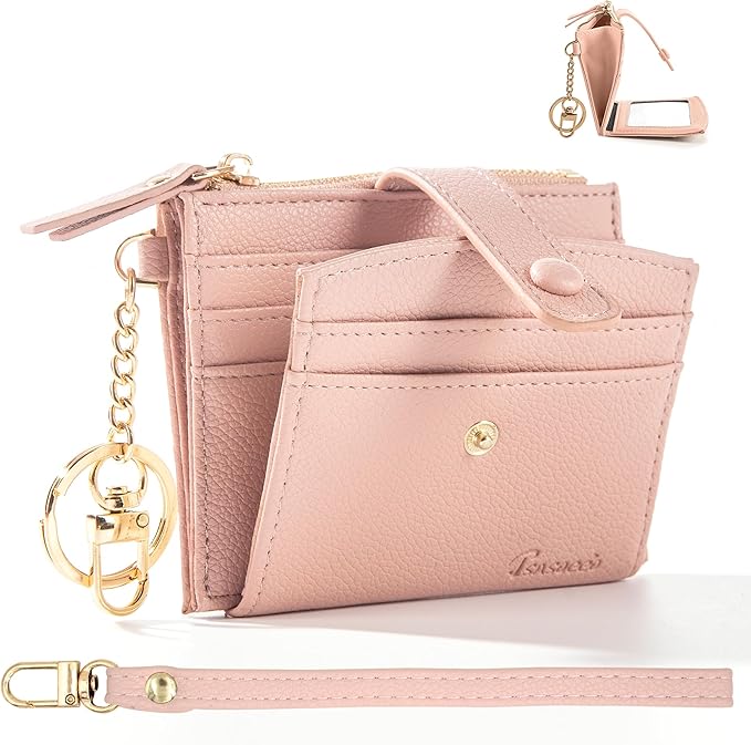 Keychain Wallet Wristlet Small Credit Card Holder Bracelet Key Chain Purse Bangle Tassel Beads Key Rings for Women
