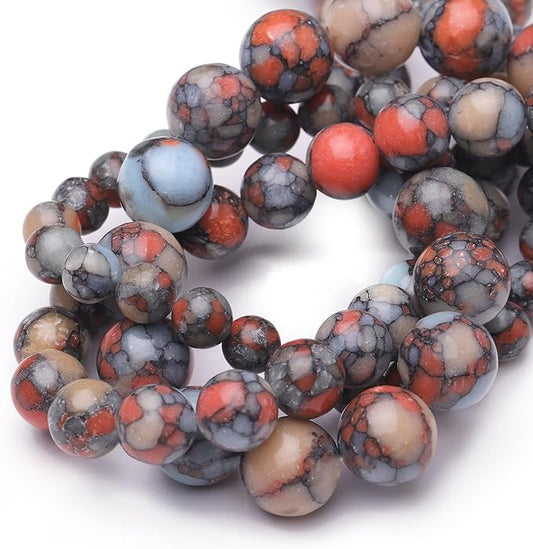 Natural Stone Beads for Jewelry Making,10mm Colorful Imperial Jasper Polished Smooth Round Gemstone Beads for Bracelet Necklace 15 Inch