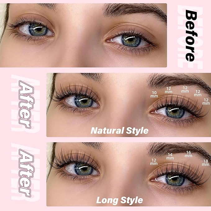 NYCAAR Eyelash Clusters Natural Lashes Clusters D Curl Cluster Eyelash Extensions 144pcs False Eyelashes 10-12mix Fluffy Fake Lashes with Soft Thin Band Ultra-Light Individual Lash（NY05）