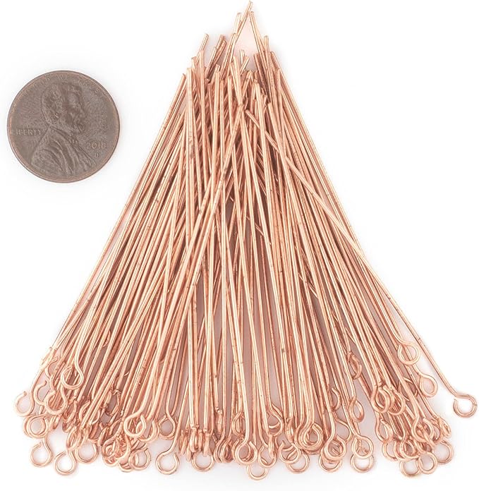 The Bead Chest Copper 21 Gauge 2.5 Inch Eye Pins (Approx 100 Pieces)