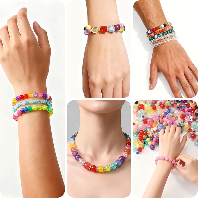 nikkiGuo Acrylic Bear Bead Chain Buckle Bracelet Necklace Jewelry DIY Necklace, Mask, and Eyewear Chain Making Kit Colorful Chain Buckle (Transparent Color Mixing)