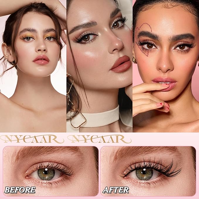 NYCAAR Lash Clusters Kit Wispy&Natural Look Lash Extension Kit D Curl 120Pcs Fluffy Individual Anime Lashes 8-18mm Eyelash Extension Kit with Bond and Seal,Remover,Applicators DIY at Home(NY04)