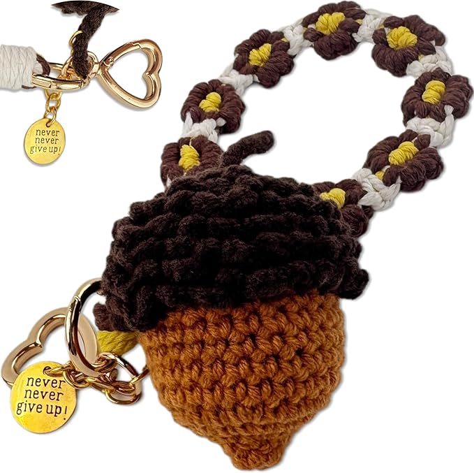 Handmade Crochet Keychains with Daisy Wristband - Inspirational Gifts for Women, Graduation, Birthday