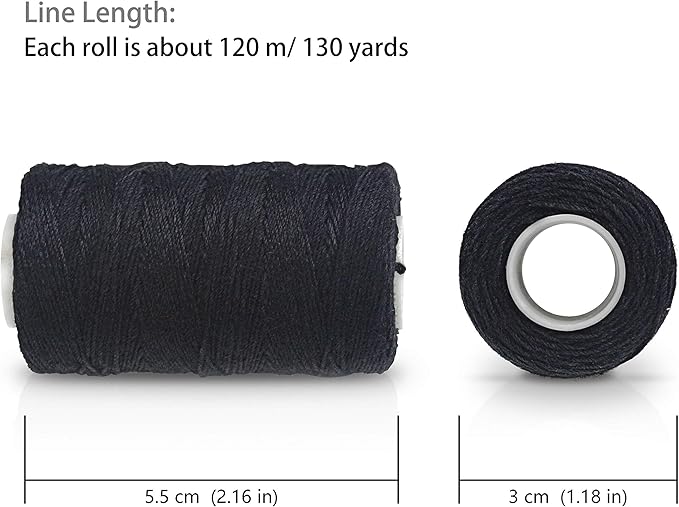 Ryalan UV Resistant High Strength Polyester Thread for Upholstery, Outdoor Market, Drapery, Beading, Purses, Leather, Hair Weave Bundles, Hair Extensions, Wig DIY Project 3 Rolls (3 Thread, Black)