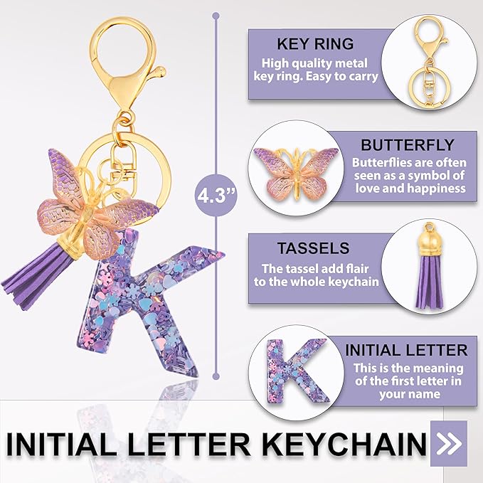 Alphabet Initial Letter Keychain Cute Heart Resin - Letter Keychain for Backpack Charms - Initial Keychains for Women