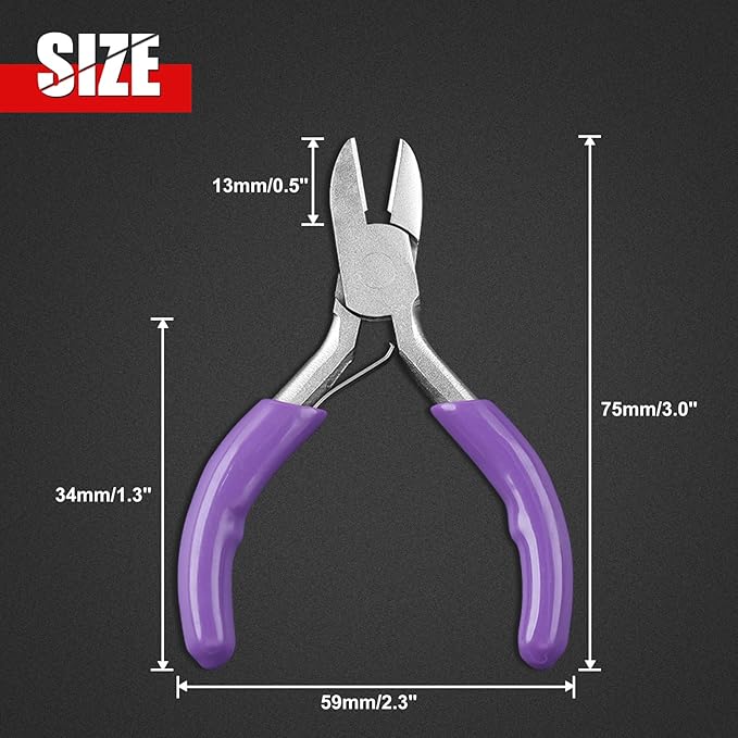 Mini Diagonal Pliers 3 Inches Wire Cutters Small Side Cutter Mini Jewelry Pliers High Hardness Wire Cable Snips Flush Cutter Snips Tools For Wire Wrapping Bending Cutting Snipping
