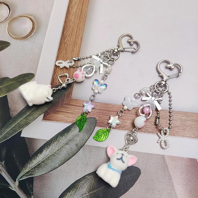 Cute Dog Keychain Fuzzy Dog Puppy Decor Keychain Aesthetic Y2K Bag Charms Stylish Dog Pendant Keychains Accessories