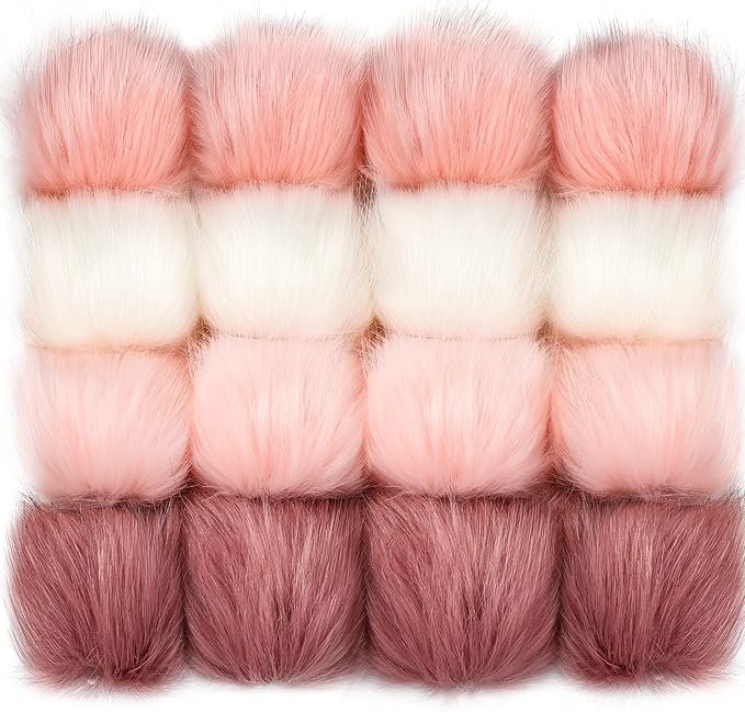 Tatuo 16 Pcs Faux Fur Pom Poms for Hat 4 Inches Large Fluffy Pom Balls for Crafts Knitting Beanies Shoes Scarves Bag Pompoms Keychain Charms Winter DIY Accessories (Multicolor)