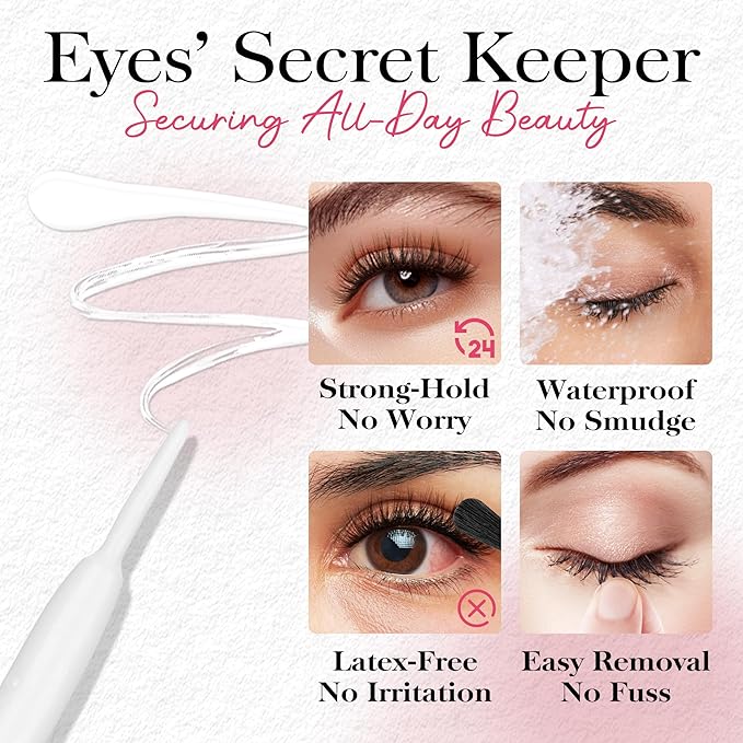 BEPHOLAN Sensitive Eyelash Glue, Super Strong Hold for False Eyelashes, Lash Glue, Eyelash Adhesive, Latex Free, Suitable for Sensitive Eyes, Waterproof, White 0.176 oz