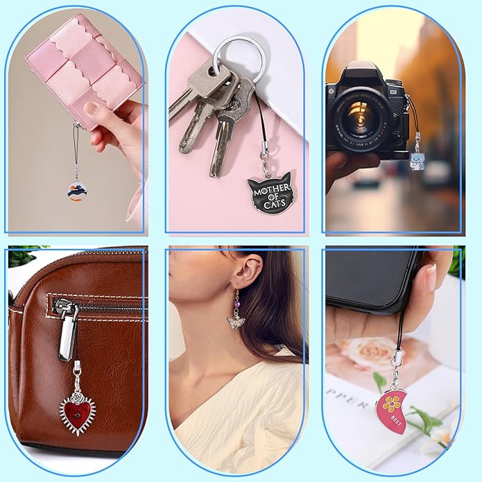 BEEFLYING Cute Charms for Mobile, Kawaii Charms Straps Aesthetic Y2K Cell Phone Pendants Accessories for Phone Bag Keychain Airpods Camera Wallet Decor