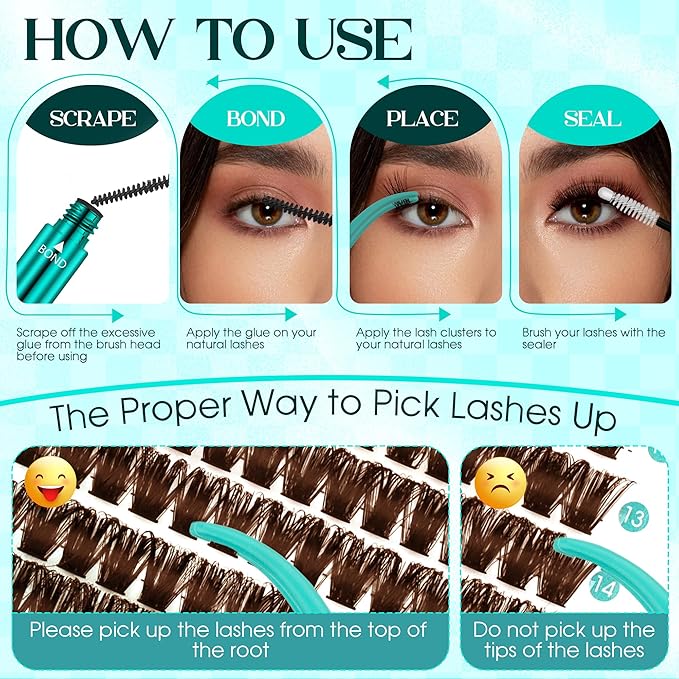 Brown Lash Clusters 280PCS Eyelash Clusters Natural Looking Individual Lash Extenison Fluffy Cluster Lashes DIY Lashes at Home by GEMERRY（100P-10-18mm-Brown)