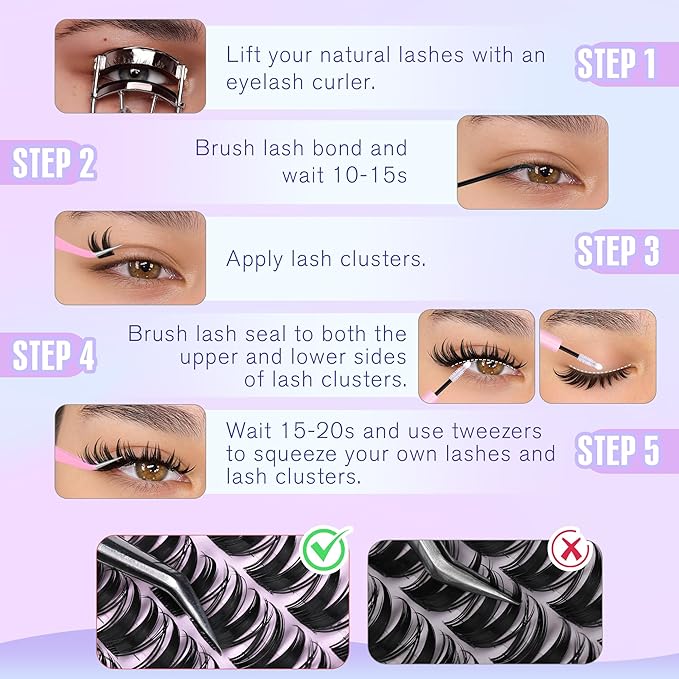 Manga Lash Clusters Wispy Spikes Eyelash Clusters Anime Fairy Cluster Eyelash Extensions Natural 8-16MM Individual Lashes CD-Curly DIY Lash Extension at Home by Newcally