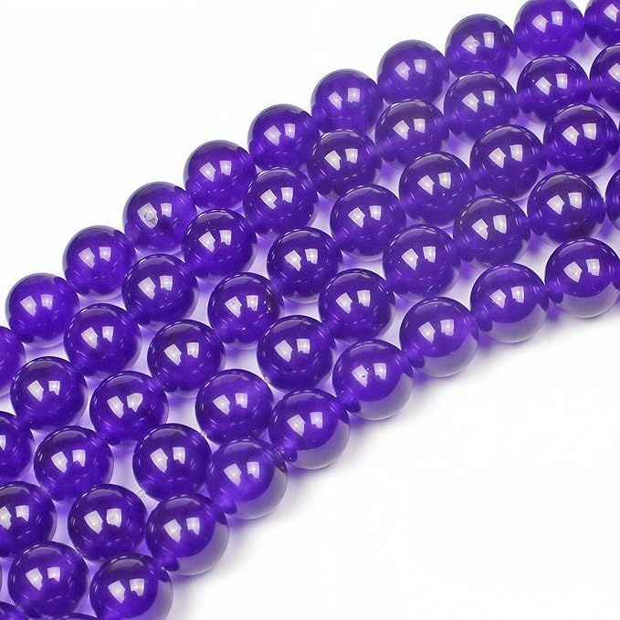 MJDCB Natural Stone Beads Purple Jade Round Loose Beads for Jewelry Making DIY Bracelet Necklace (4mm)