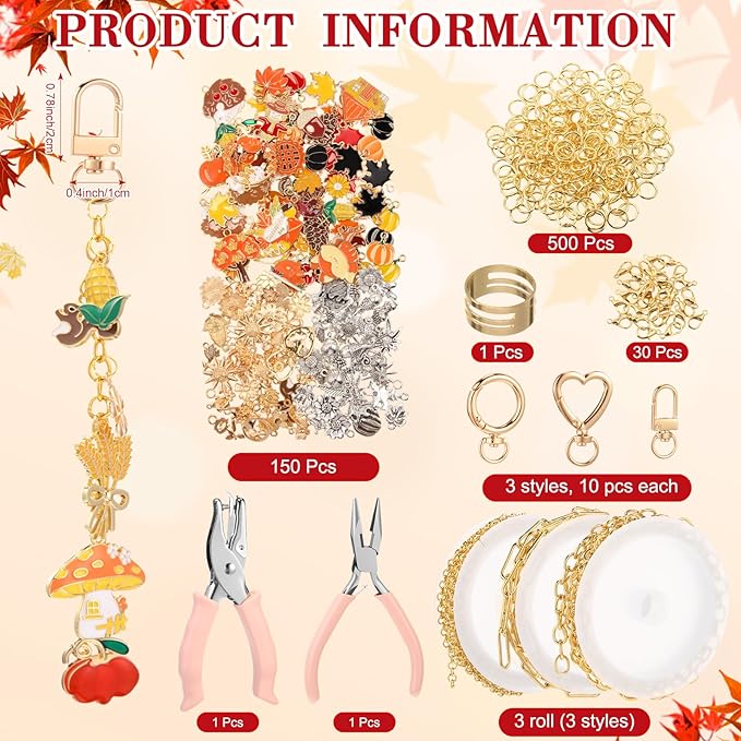 VioraWhite Lip Gloss Charm Kit Lip Gloss Keychain Making Kit Including Assorted Charms Keychain Clips Extender Chain (716 Pcs,Cute Style)