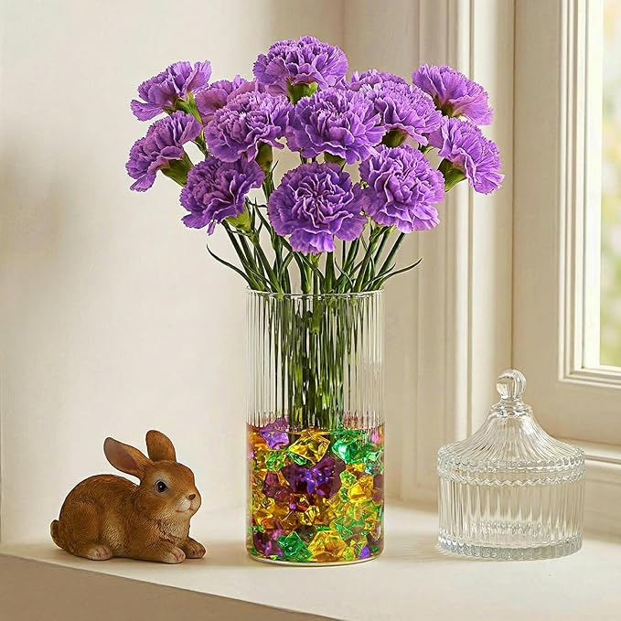 Syhood 570 Pcs 5 Sizes Mardi Gras Yellow Green and Purple Fake Crushed Ice Rocks Acrylic Crystal Gems Plastic Diamonds Marble for Carnival St. Patrick's Day Vase Fillers Table Scatter Room Decoration