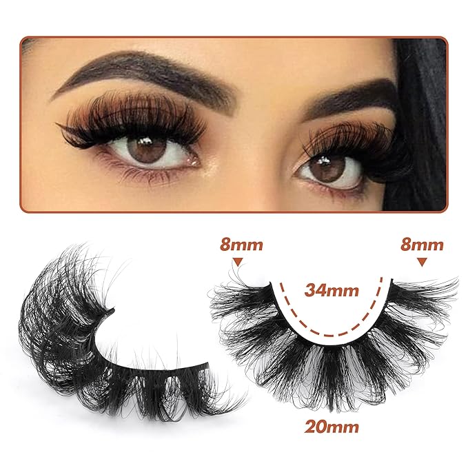 Mink Lashes Fluffy False Eyelashes 20mm Long Faux Mink Lashes Dramatic Curl Lashes that Look Like Lash Extension 9 Pairs Multipack