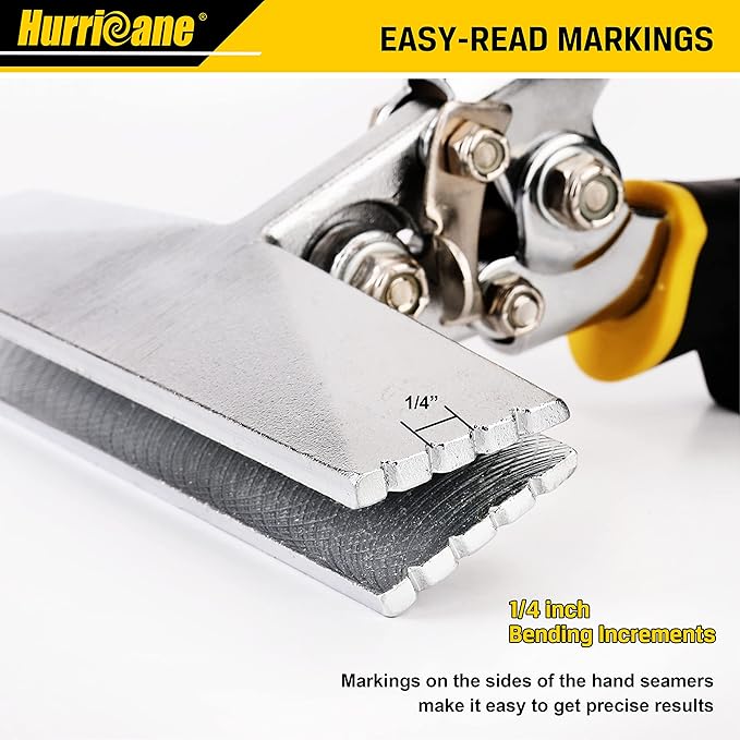 HURRICANE Sheet Metal Hand Seamer, 6 Inch Straight Jaw Bender Tools for Flattening Metal, Bending Pliers with Ergonomic TyreGrip Handle