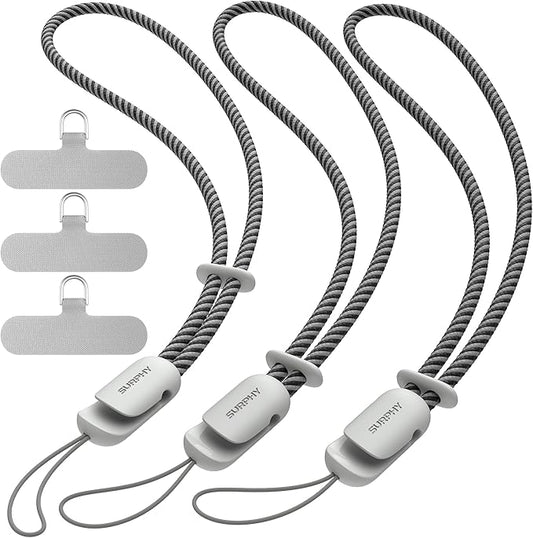 SURPHY 3 Pack Phone Wrist Strap with CellPhone Tether Tab, Cellphone Lanyard, Phone Strap with 2-Color Braided, Wrist Lanyard