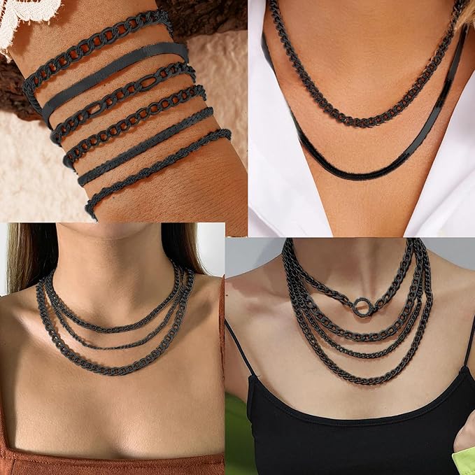 [33ft] Gunmetal Chain for Jewelry Making, 7mm Wide Black Aluminum Curb Link Chain Roll Bulk for DIY Jewelry Making Craft