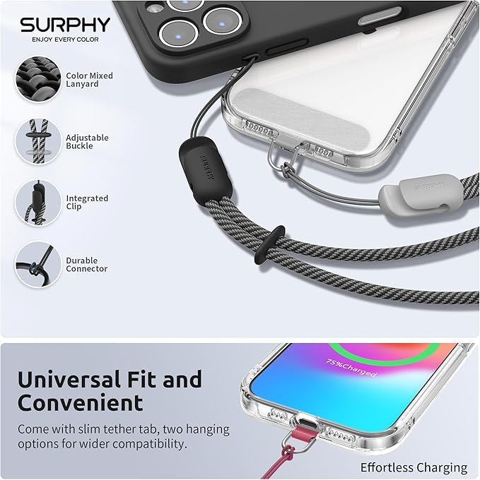 SURPHY 3 Pack Phone Wrist Strap with CellPhone Tether Tab, Cellphone Lanyard, Phone Strap with 2-Color Braided, Wrist Lanyard
