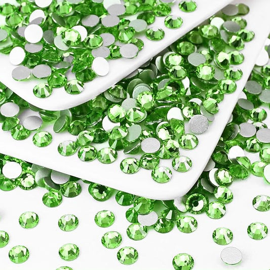 1440PCS SS10 Crystal Glass Flatback Rhinestones, Round Flat Back Crystal Gems for Nail Art and Craft Clothes, Glue Fix Diamond Stones Light Green (2.7-2.8mm)