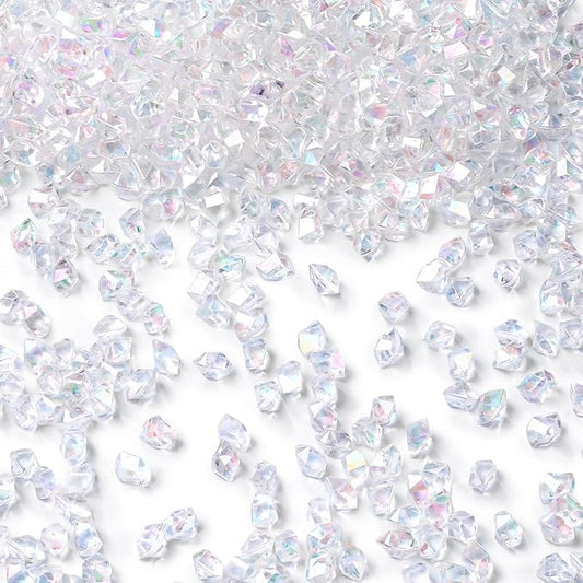 DomeStar 4200PCS Clear Fake Ice, Iridescent Acrylic Fake Diamonds, Vase Fillers, Crushed Ice Rocks Plastic Gems for Centerpiece Fish Tank Table Scatter Photography Props Display Decoration