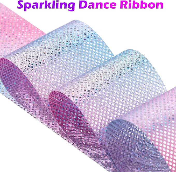 30PCS Sparkling Dance Ribbon for Kids Girls Princess Mermaid Ballet Ballerina Gymnastics Birthday Party Favors Decorations, Kids Twirling Streamer Ribbon Dancer Wands for Outdoor Toys