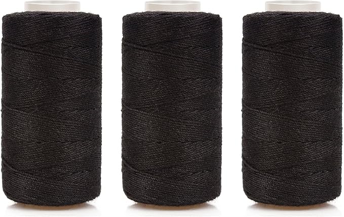 Ryalan Weaving Needle Combo Deal Black Thread with 10pcs Needle for Making Wig Sewing Hair Weft Hair Weave Extension, Big Medium and Small C J Shape Curved Needle I Needle (3 Thread Black + 10 Needle)