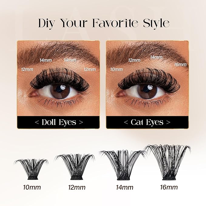 BEFER Lash Clusters, 216 Pcs D Curl All-New Upgrade 100P Eyelash Clusters Volume Individual Lashes Extensions 10-16MM Wispy Eyelash DIY At Home(Upgrade-100P)
