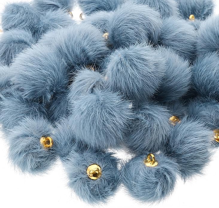 PATIKIL 50pcs Pom Poms Charm, Pompoms Charm Craft Pom Poms Pendants Balls Small Fluffy Tassel Bulk for Crafts Jewelry Making