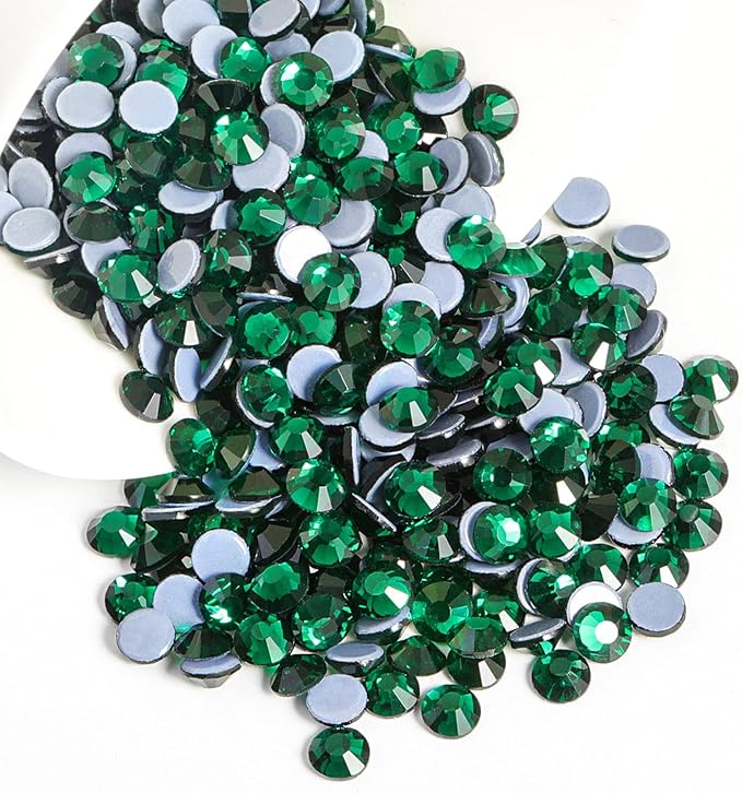 Beadsland Hotfix Rhinestones, 144pcs Crystal Rhinestones for Crafts Clothes DIY Decoration, Emerald, SS40, 8.3-8.6mm