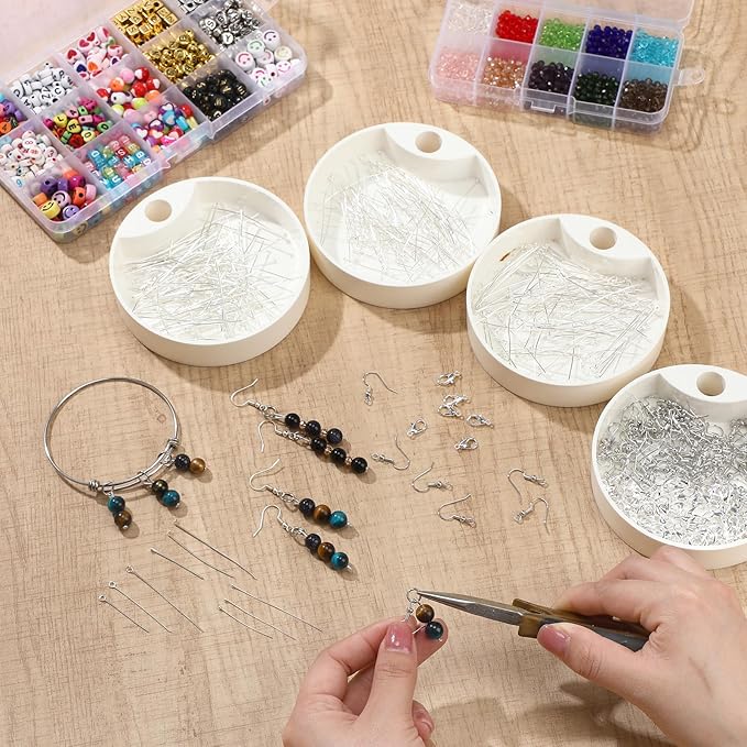 HyDren 2600 Pcs Jewelry Making Supplies Eye Flat Head Ball Pins Lobster Clasps Jump Rings Earring Hooks Backs Set Jewelry Making Findings Accessories Kit for Earring Bracelet DIY Crafts(Silver)