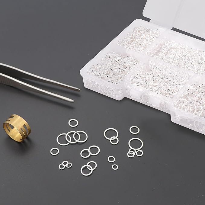 1400 Pcs Silver Jump Rings for Jewelry Making 6 Sizes with Open/Close Tools Stainless Steel Jump Rings for Necklace Bracelet Repair Keychains Jewelry Making Supplies(Silver)